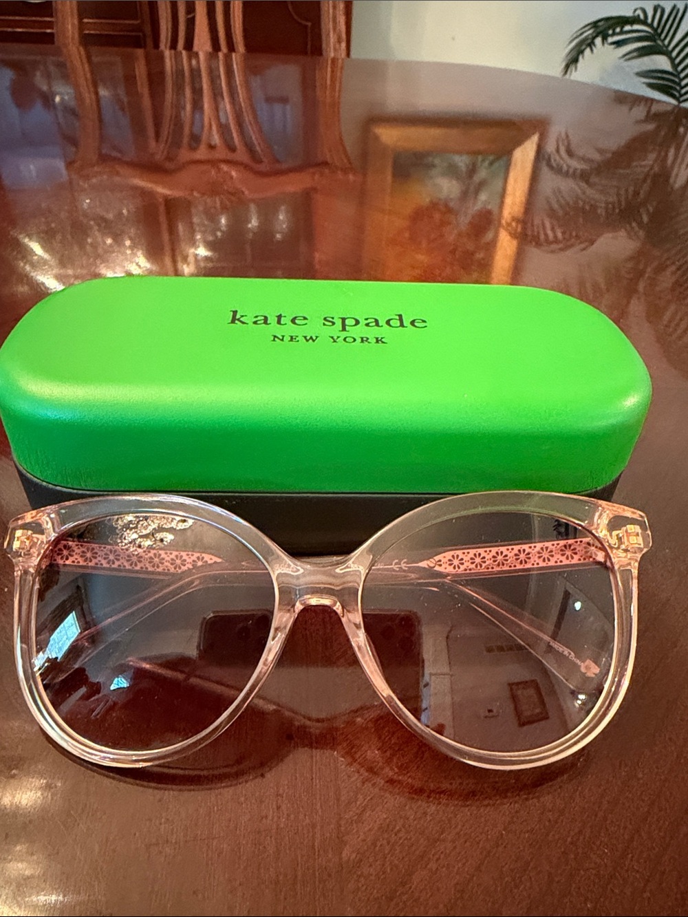 kate spade Translucent Pink Cat-Eye Sunglasses with Tinted Lenses (never worn)